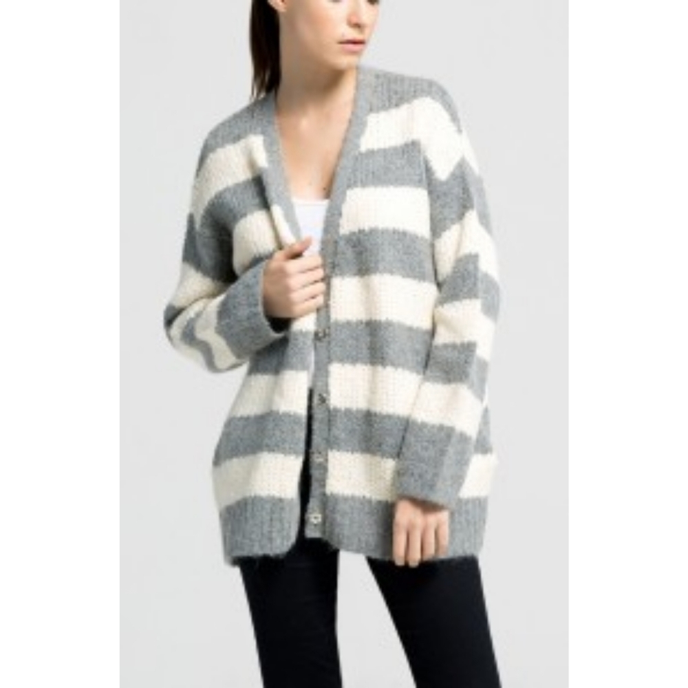 Elizabeth and James Gray and Cream Striped Cardigan